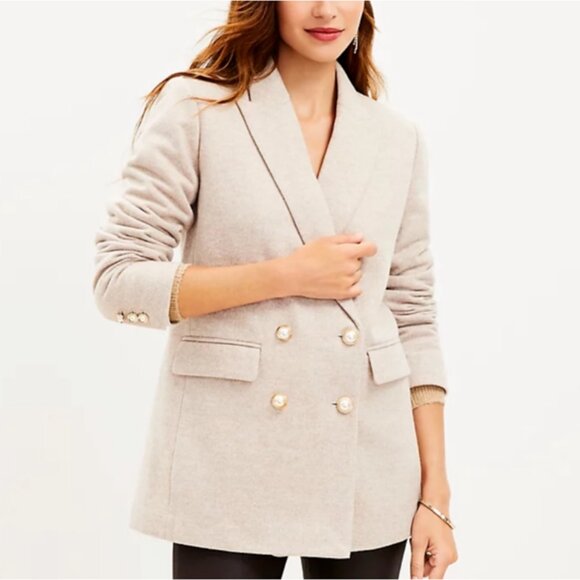 Brushed Herringbone Double Breasted Blazer 18 Petite - NEW - Picture 1 of 13